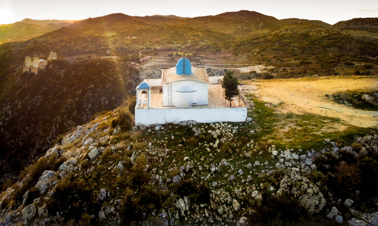 Prophet Elias chapel in Lefkada with panoramic Ionian Sea view