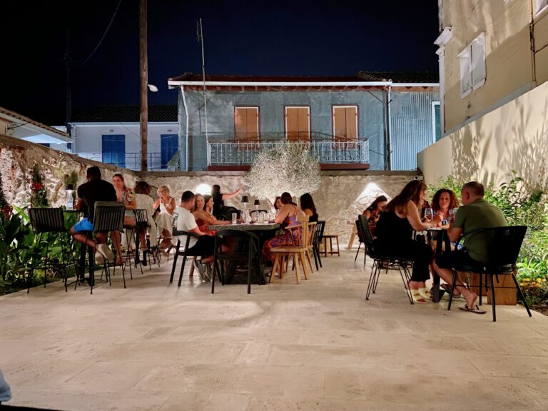 people drinking wine at the garden